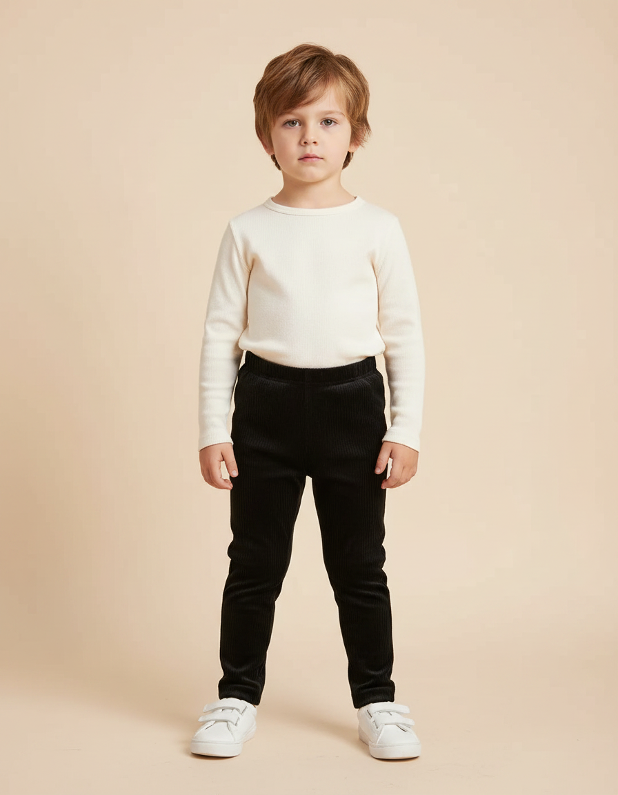 Pantalon Velours Noir Côtelé Slim Enfant