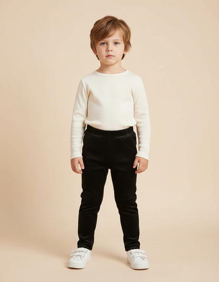 Pantalon Velours Noir Côtelé Slim Enfant