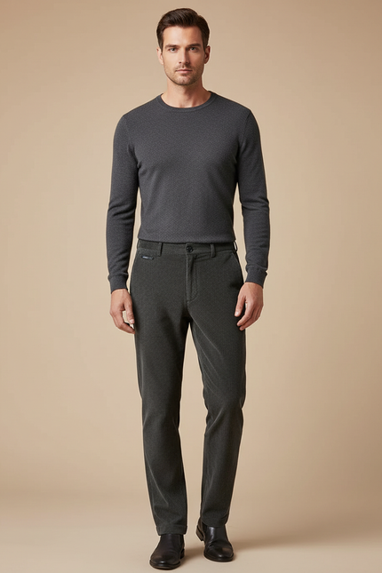 Pantalon Velours Côtelé Droit Homme Décontracté Gris - Cordé