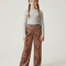 Pantalon Velours Léopard Large Confortable Fille - Imprimé