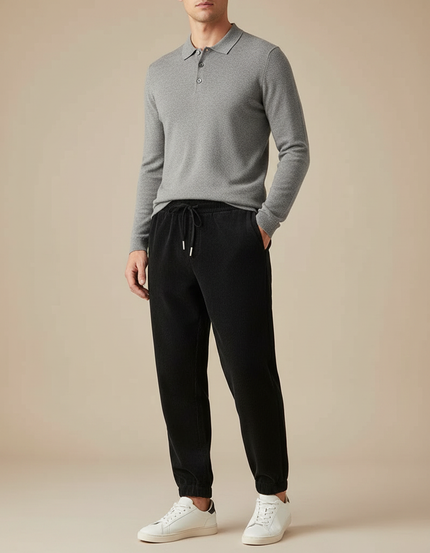 Pantalon Velours Côtelé Noir Décontracté Homme Cordon