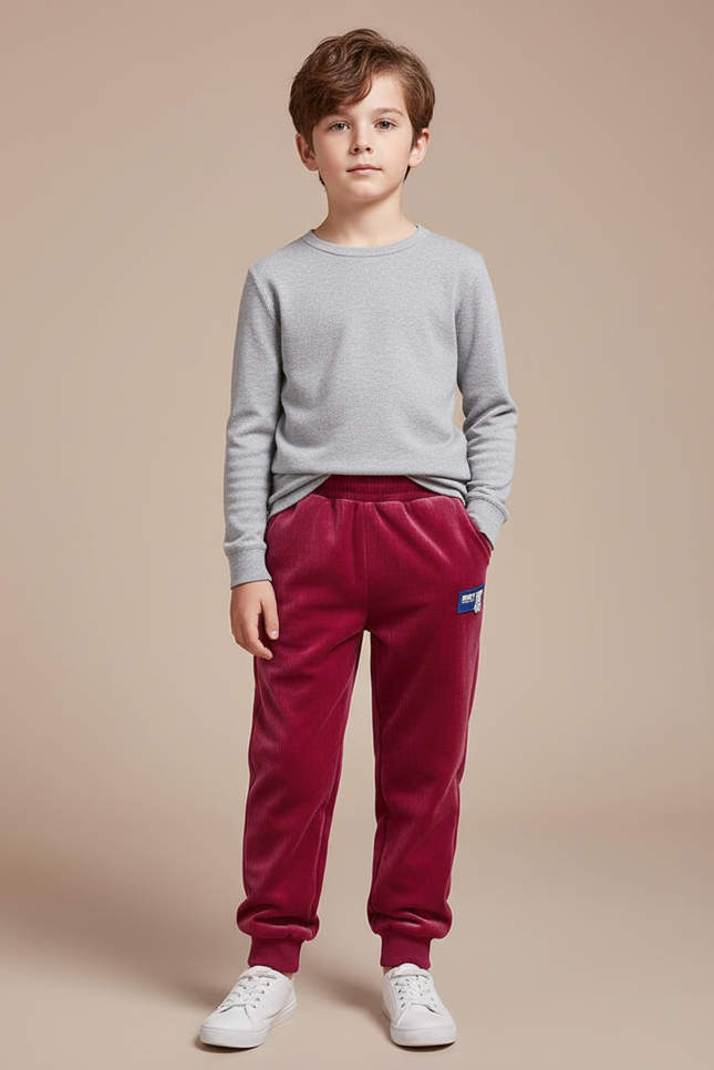 Pantalon Velours Rouge Garcon - Bordeaux