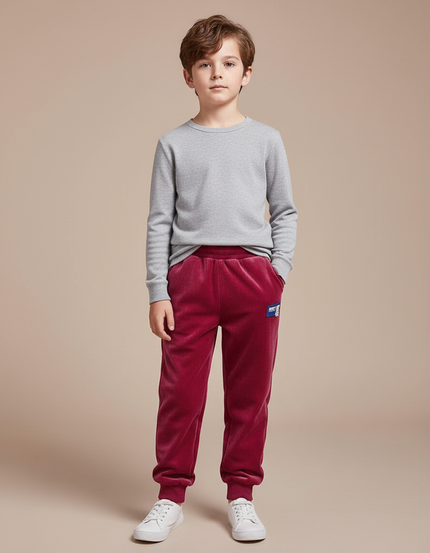 Pantalon Velours Rouge Garcon - Bordeaux