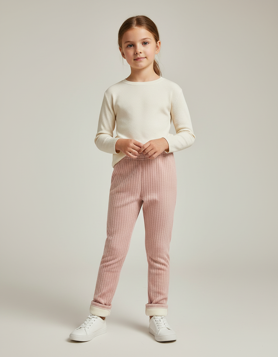 Pantalon Velours Côtelé Rose Chaud Enfant - Cordé
