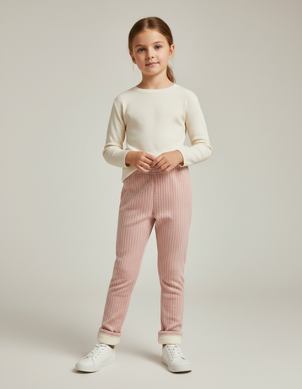 Pantalon Velours Côtelé Rose Chaud Enfant - Cordé