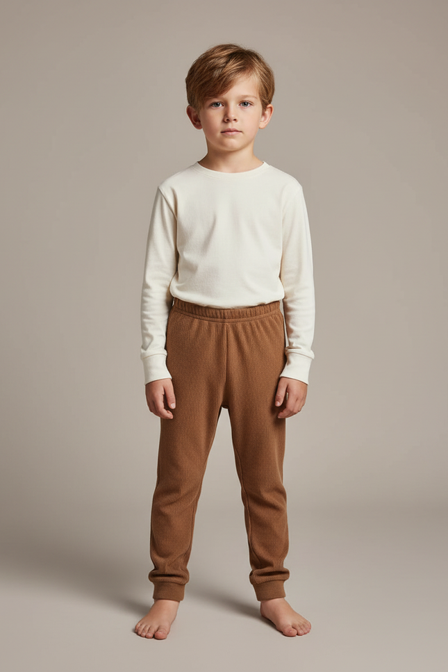 Pantalon Velours Côtelé Marron Enfant Confortable Doux - Cordé