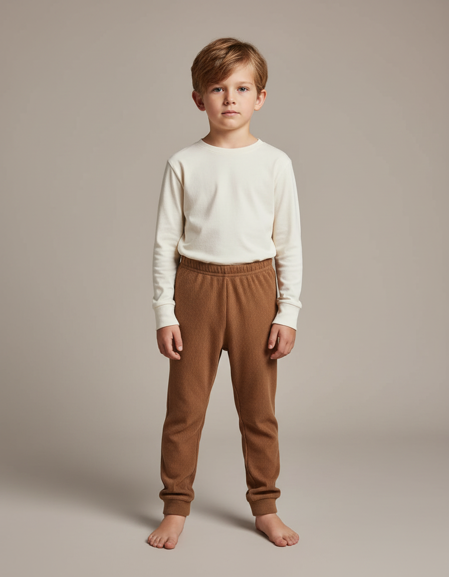 Pantalon Velours Côtelé Marron Enfant Confortable Doux - Cordé