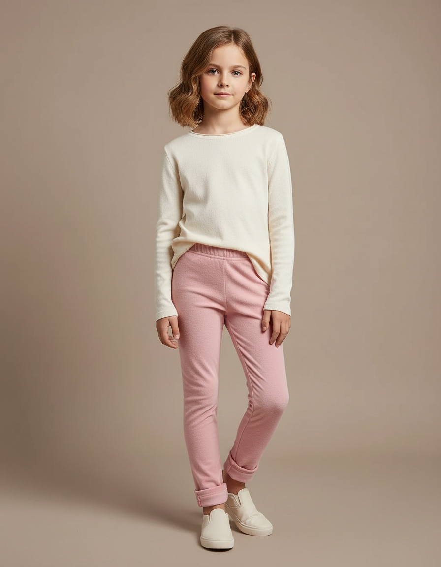 Pantalon Velours Rose Slim Enfant Doux Confortable - Molleton