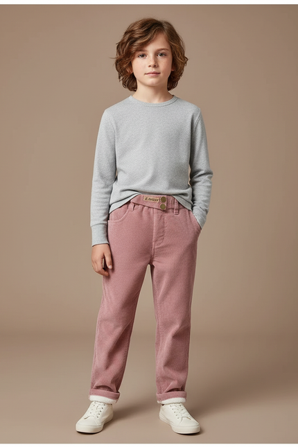Pantalon Velours Côtelé Rose Ample Enfant Hiver - Cordé