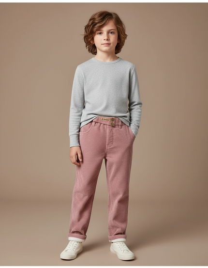 Pantalon Velours Côtelé Rose Ample Enfant Hiver - Cordé