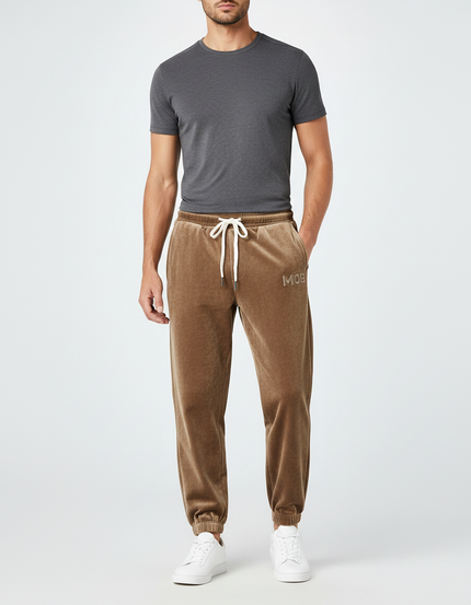 Pantalon Velours Marron Délavé Ample Sport Homme - Camel