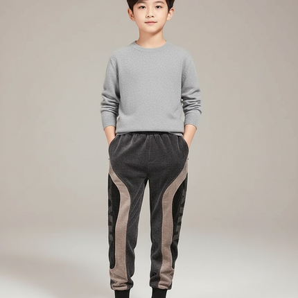 Pantalon Velours Gris Patchwork Sport Enfant