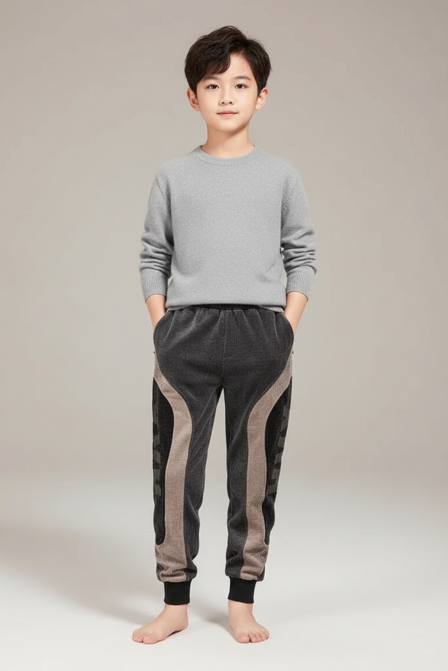 Pantalon Velours Gris Patchwork Sport Enfant