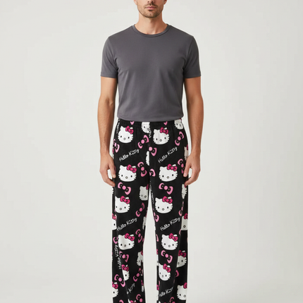 Pantalon Velours Hello Kitty Noir Décontracté Homme Femme