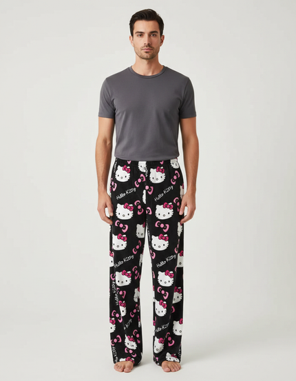 Pantalon Velours Hello Kitty Noir Décontracté Homme Femme
