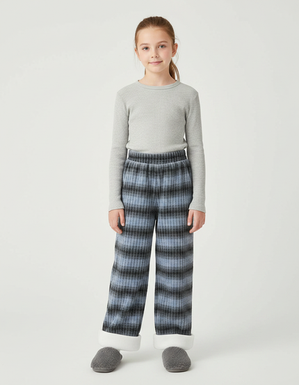 Pantalon Velours Rayé Bleu Gris Large Épais - Multicolore