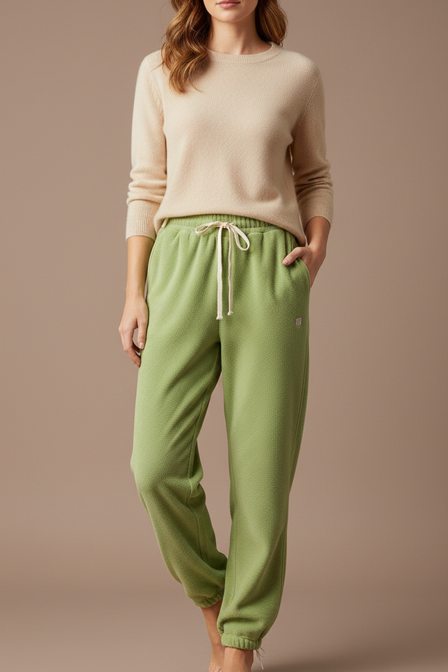 Pantalon Velours Vert Ample Sport Décontracté Femme