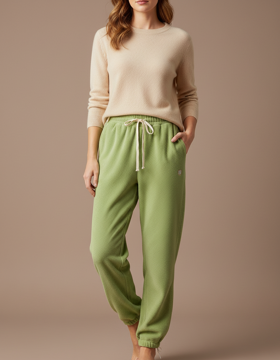 Pantalon Velours Vert Ample Sport Décontracté Femme