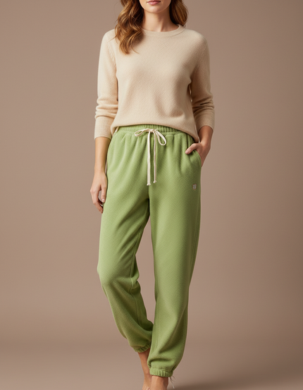 Pantalon Velours Vert Ample Sport Décontracté Femme