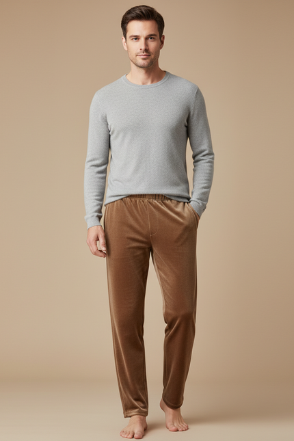 Pantalon Velours Marron Ample Doux Homme - Camel