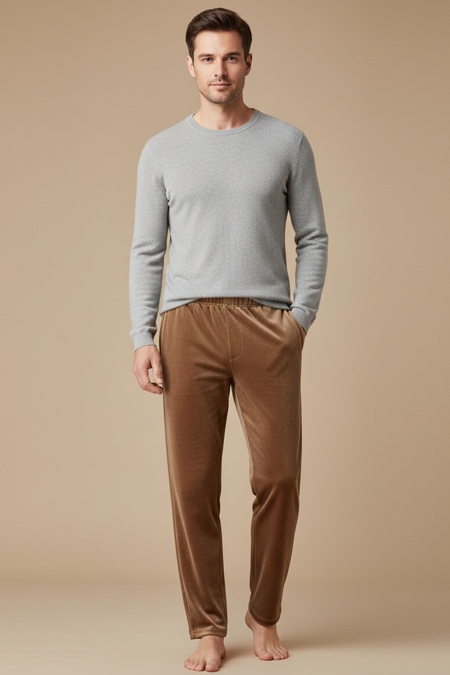Pantalon Velours Marron Ample Doux Homme - Camel