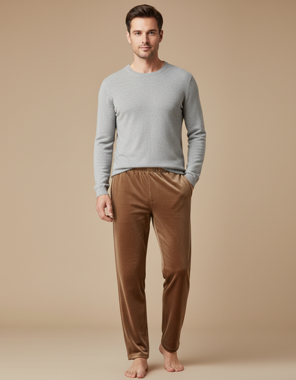 Pantalon Velours Marron Ample Doux Homme - Camel