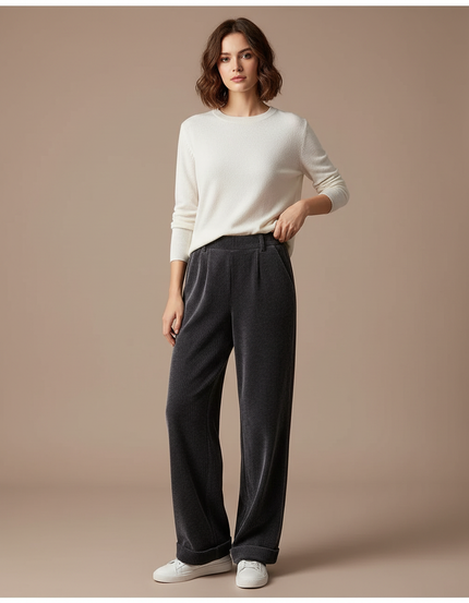 Pantalon Velours Femme Gris Pince - Cordé