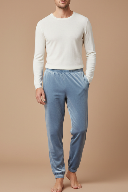 Pantalon Velours Bleu Ciel Doux Homme Décontracté