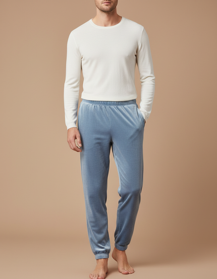 Pantalon Velours Bleu Ciel Doux Homme Décontracté