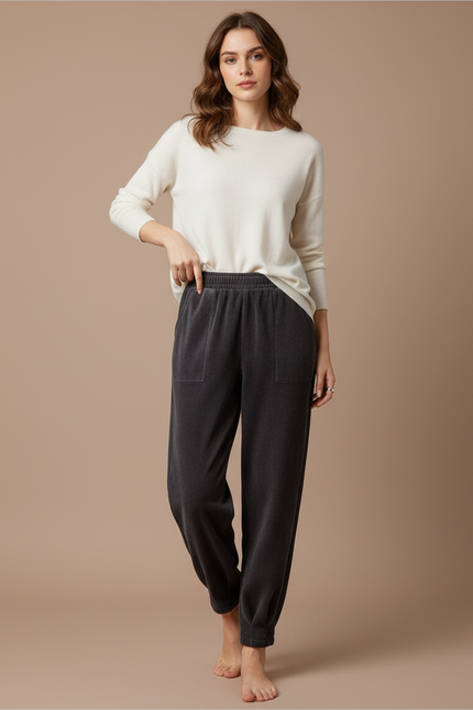 Pantalon Velours Cotelé Gris Femme - Cordé