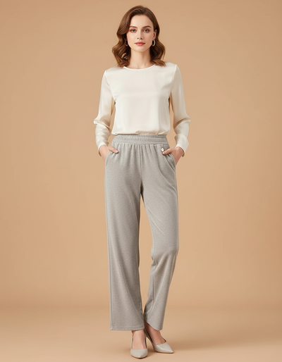 Pantalon Velours Femme Gris