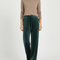 Pantalon Velours Vert Émeraude Droit Fluide Femme