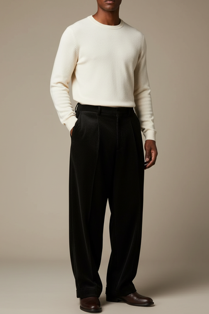 Pantalon Velours Homme Noir Pince - Cordé