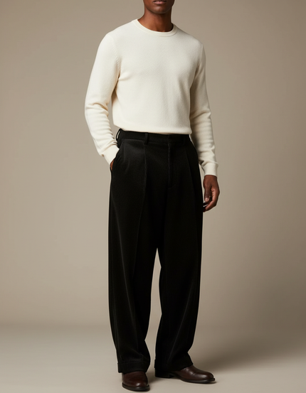 Pantalon Velours Homme Noir Pince - Cordé