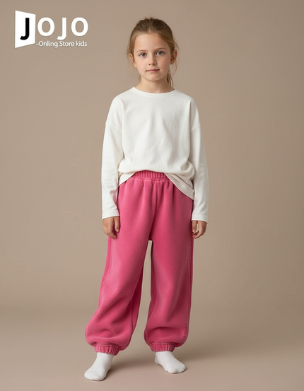 Pantalon Velours Rose Polaire Ample Décontracté Enfant - Molleton