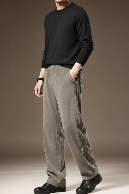 Pantalon Velours Homme Gris Décontracté Ample Chaud - Kaki