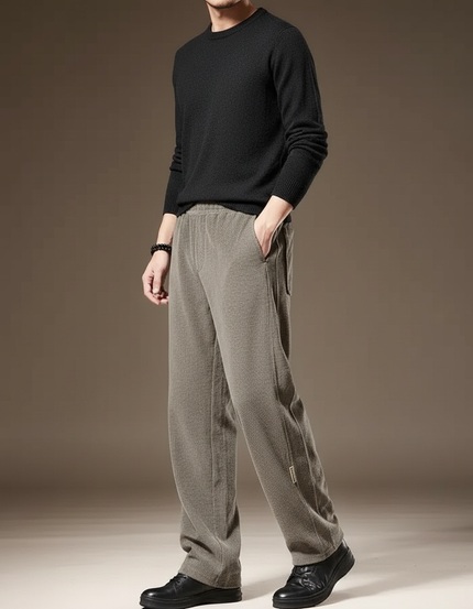 Pantalon Velours Homme Gris Décontracté Ample Chaud - Kaki