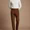 Pantalon Velours Marron Côtelé Plissé Homme Élégant