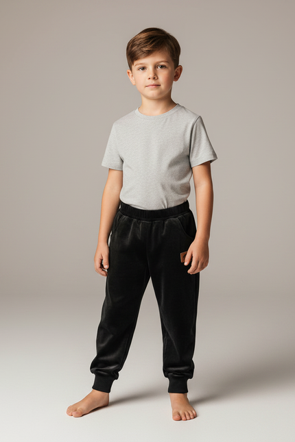 Pantalon Velours Noir Doux Enfant Confortable