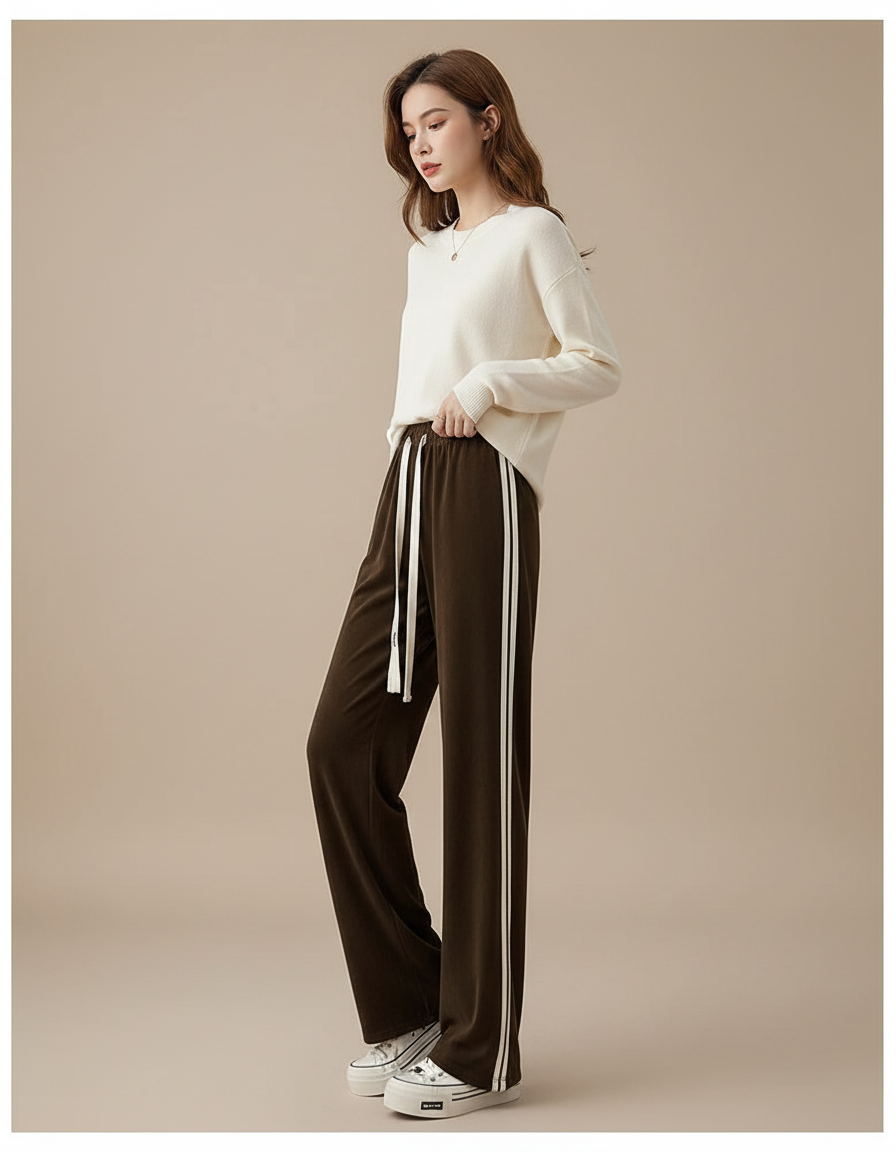 Pantalon Marron Velour Femme - Velours