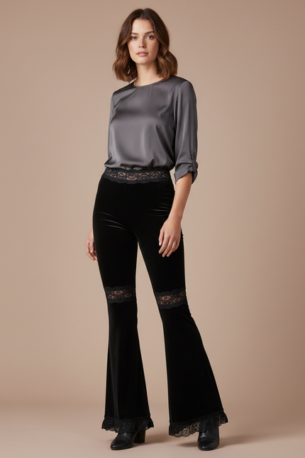 Pantalon Velours Femme Vintage - Noir