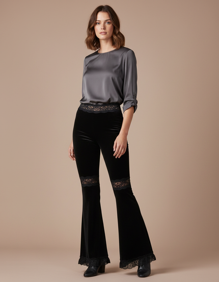 Pantalon Velours Femme Vintage - Noir