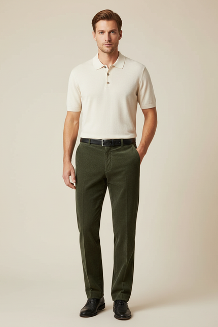 Pantalon Velours Kaki Homme - Cordé