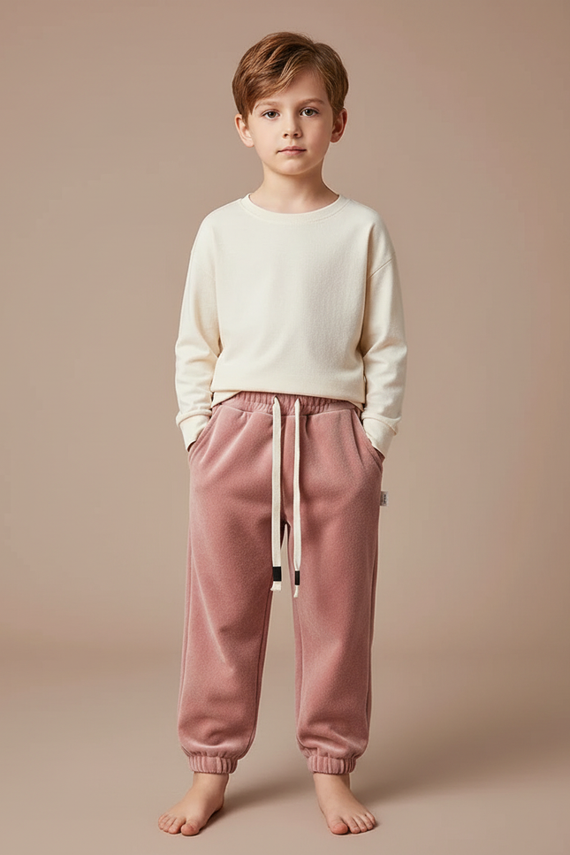 Pantalon Velours Rose Doux Hiver Enfant Décontracté