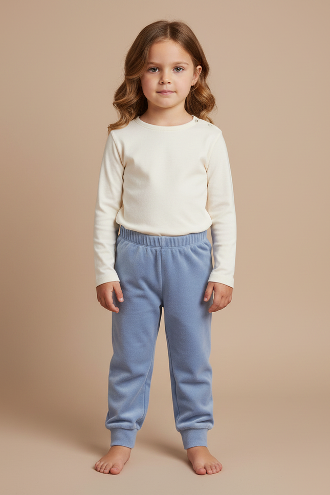 Pantalon Velours Bleu Doux Confortable Enfant
