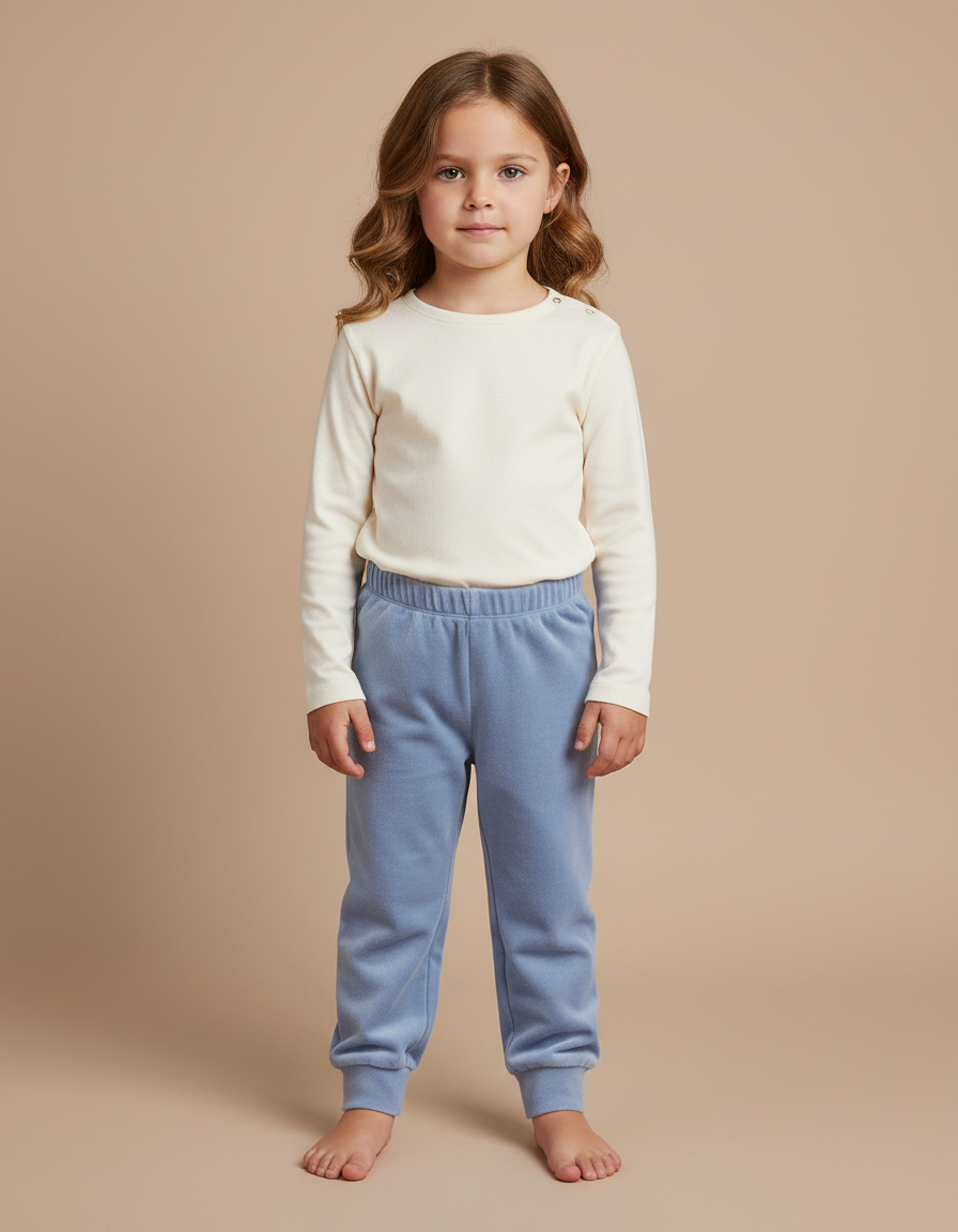 Pantalon Velours Bleu Doux Confortable Enfant