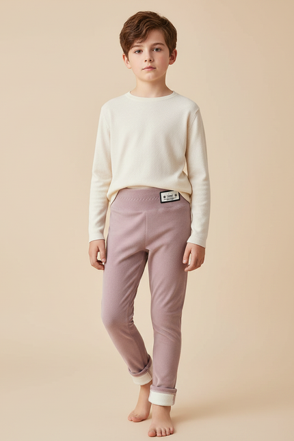 Pantalon Velours Rose Doublé Chaud Enfant