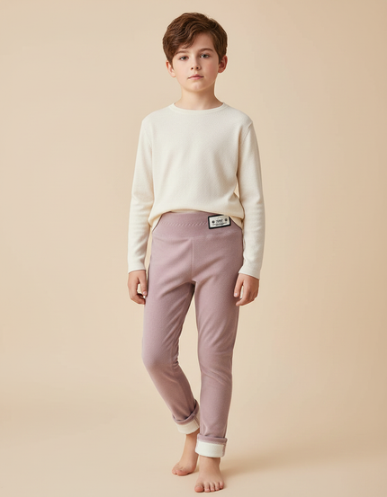 Pantalon Velours Rose Doublé Chaud Enfant
