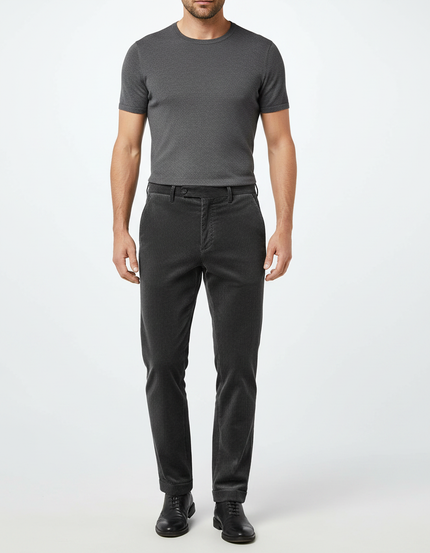 Pantalon Velours Côtelé Homme Gris Foncé Slim Élégant - Cordé