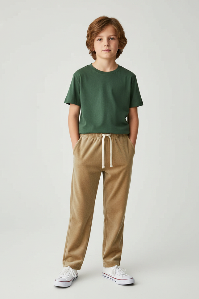 Pantalon Velours Marron Droit Cordon Enfant Confortable
